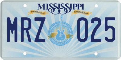 MS license plate MRZ025