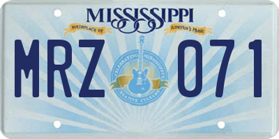 MS license plate MRZ071