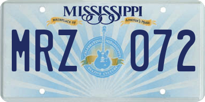 MS license plate MRZ072