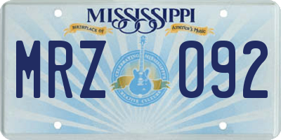 MS license plate MRZ092