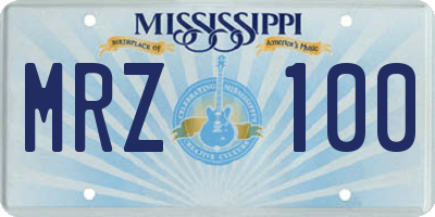 MS license plate MRZ100