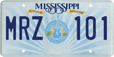 MS license plate MRZ101