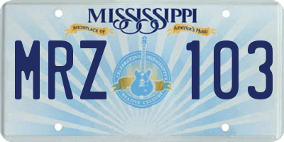 MS license plate MRZ103