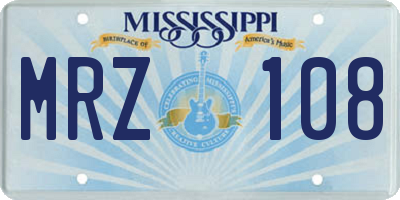 MS license plate MRZ108