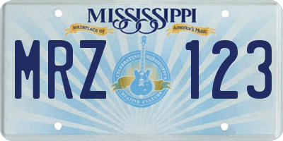 MS license plate MRZ123