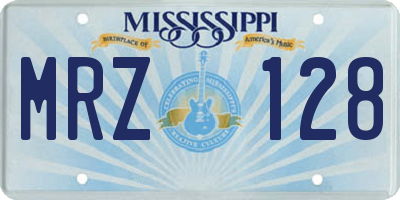 MS license plate MRZ128