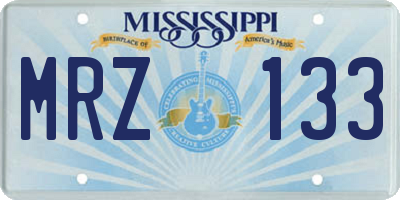 MS license plate MRZ133