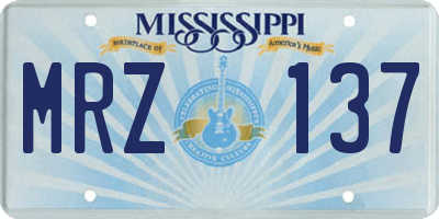 MS license plate MRZ137