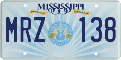 MS license plate MRZ138