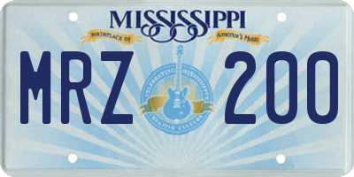 MS license plate MRZ200