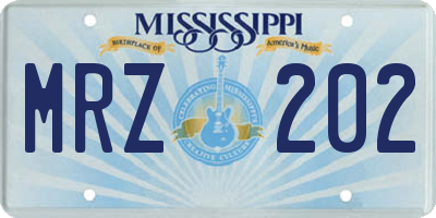 MS license plate MRZ202