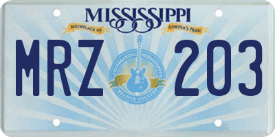 MS license plate MRZ203