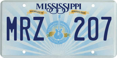 MS license plate MRZ207