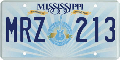 MS license plate MRZ213