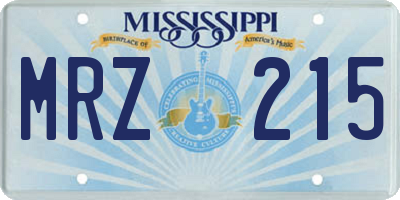 MS license plate MRZ215
