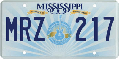 MS license plate MRZ217