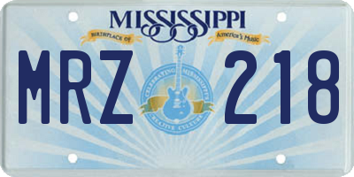 MS license plate MRZ218