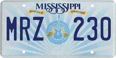 MS license plate MRZ230