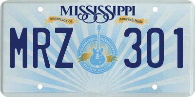 MS license plate MRZ301