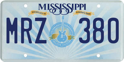 MS license plate MRZ380