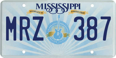MS license plate MRZ387