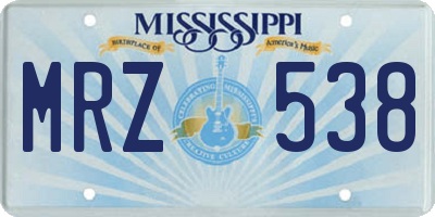 MS license plate MRZ538
