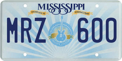 MS license plate MRZ600