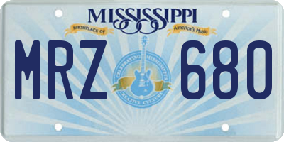 MS license plate MRZ680