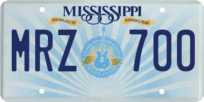 MS license plate MRZ700
