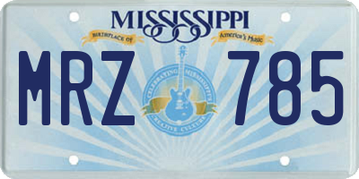 MS license plate MRZ785