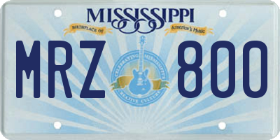 MS license plate MRZ800