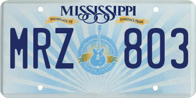 MS license plate MRZ803