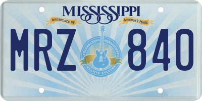 MS license plate MRZ840