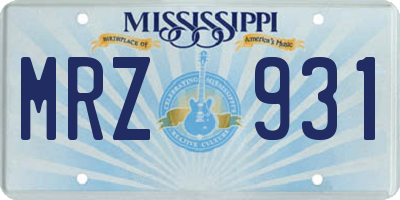 MS license plate MRZ931