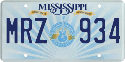 MS license plate MRZ934