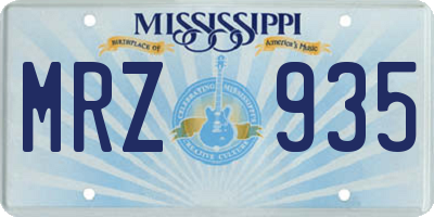 MS license plate MRZ935