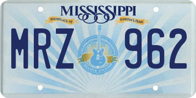 MS license plate MRZ962