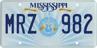 MS license plate MRZ982