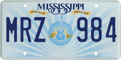 MS license plate MRZ984