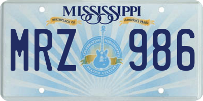 MS license plate MRZ986