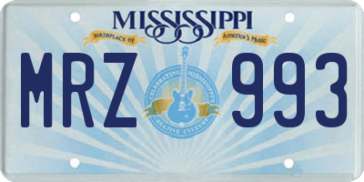 MS license plate MRZ993