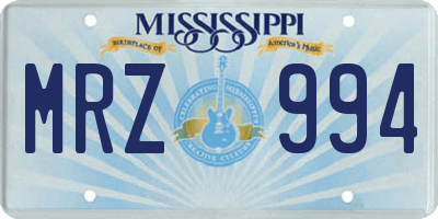 MS license plate MRZ994