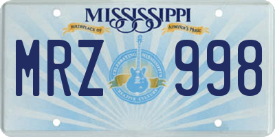 MS license plate MRZ998