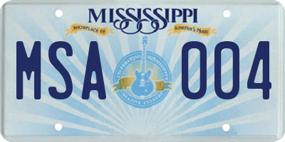 MS license plate MSA004