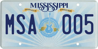 MS license plate MSA005