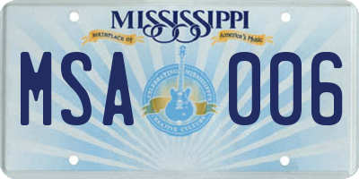 MS license plate MSA006