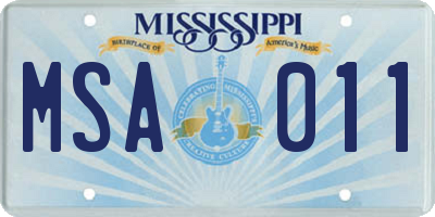 MS license plate MSA011