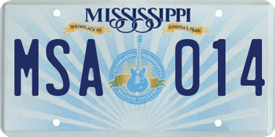 MS license plate MSA014