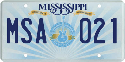 MS license plate MSA021