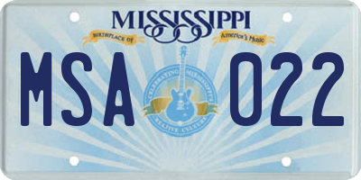 MS license plate MSA022